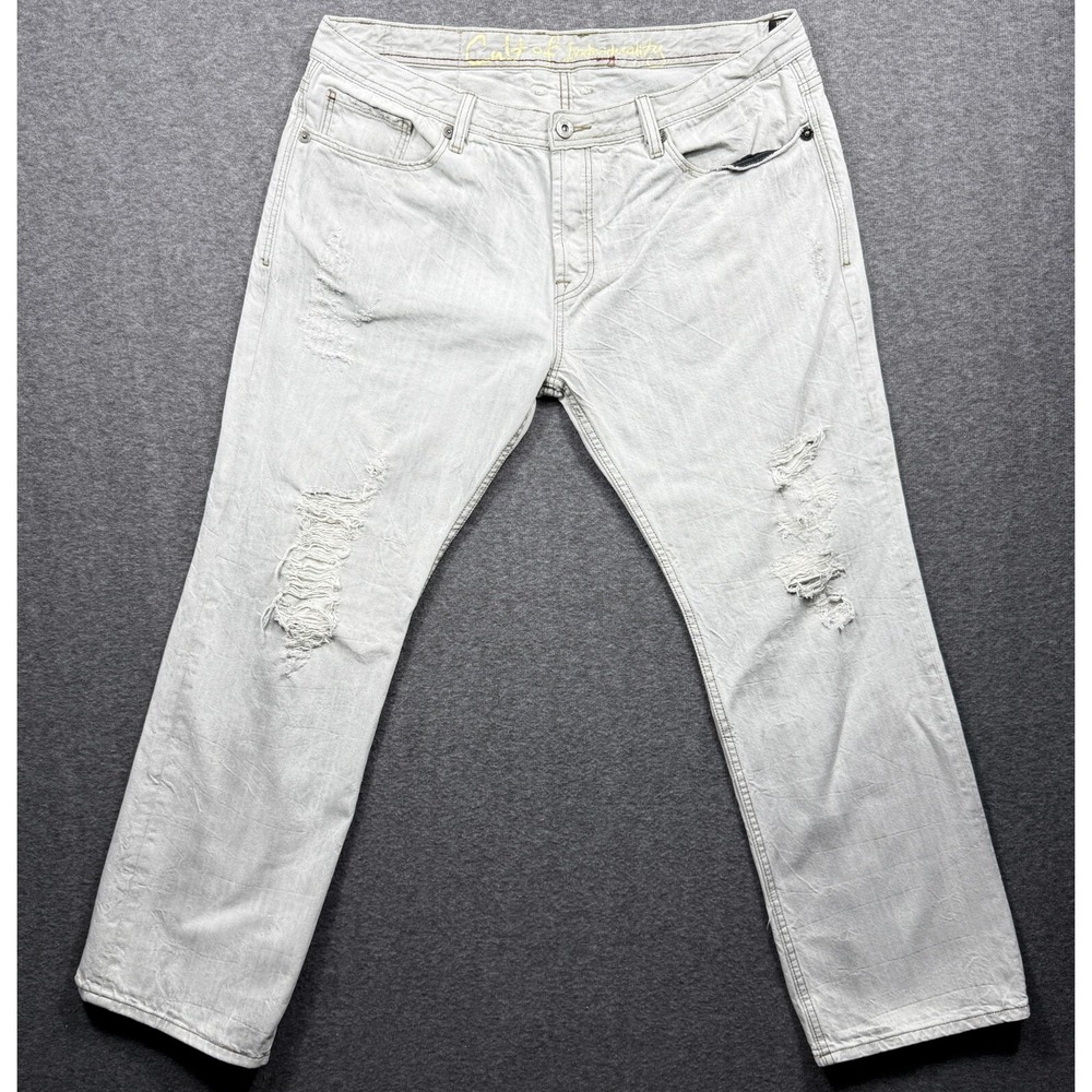Cult Of Individuality Mens 40x34 Hagen Straight Leg Distressed Jeans 605-111C